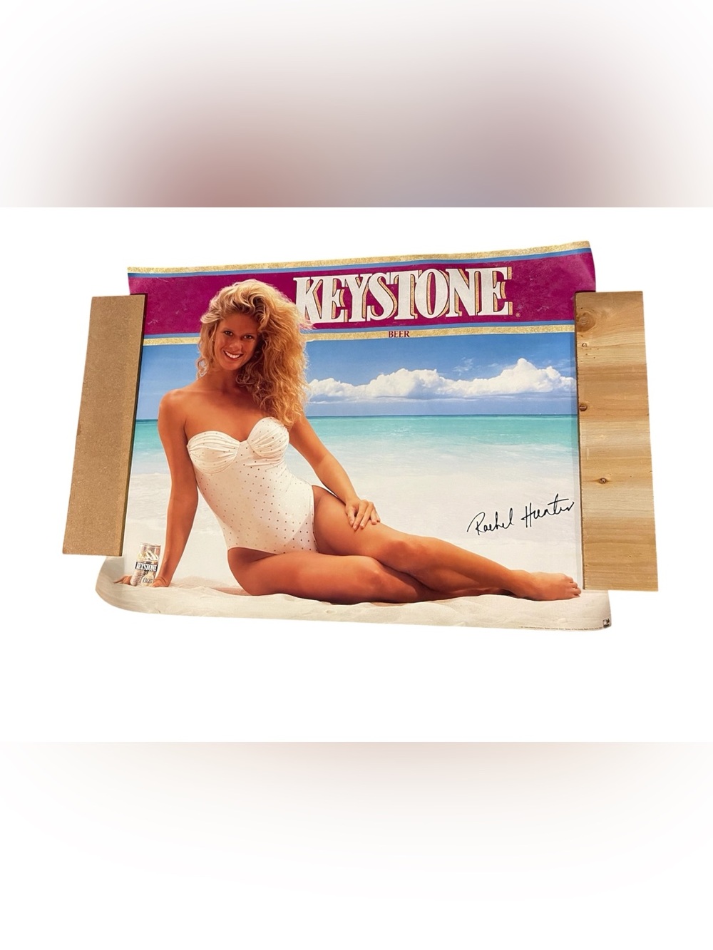 Vintage keystone beer poster Rachel Hunter model 28” x 22”